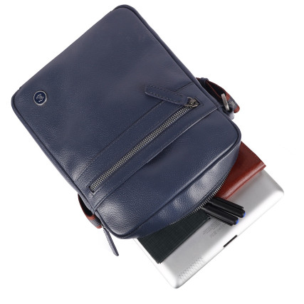 Мужская кожаная сумка Brampton London Crossflow синяя 64405 NAVY – Фото 8