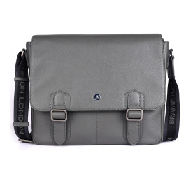 Мужская кожаная сумка Brampton London Emissary серая 64403 GREY