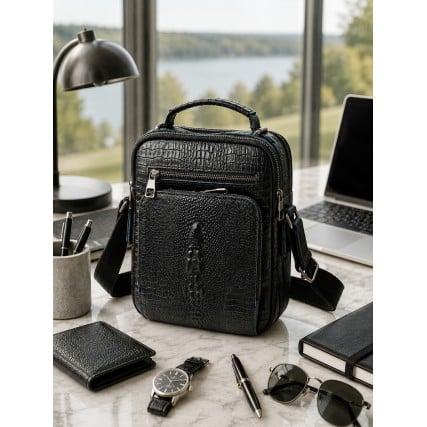 Мужская кожаная сумка Buffalo Bags черная M6014Acroco – Фото 9