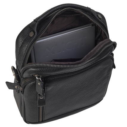 Мужская кожаная сумка Buffalo Bags черная M6154A – Фото 7