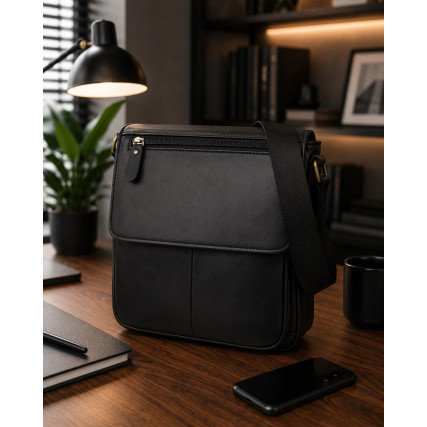 Мужская кожаная сумка Buffalo Bags черная M819A-1 – Фото 7