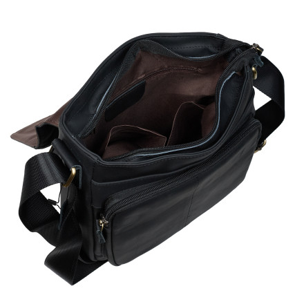 Мужская кожаная сумка Buffalo Bags черная M819A – Фото 6