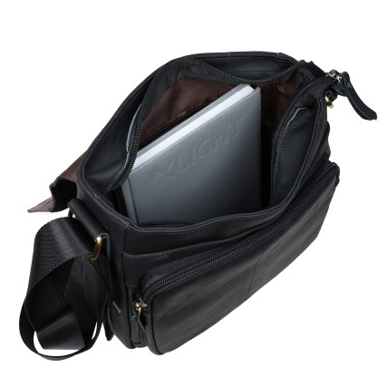 Мужская кожаная сумка Buffalo Bags черная M819A – Фото 7
