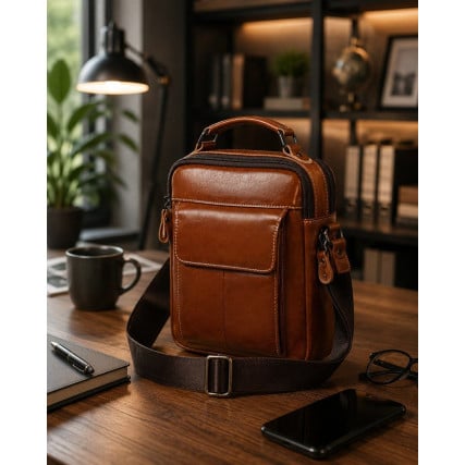 Мужская кожаная сумка Buffalo Bags коричневая M369C-1 – Фото 8