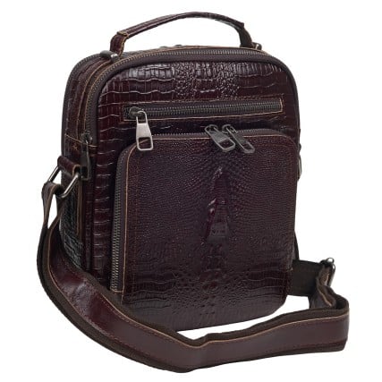 Мужская кожаная сумка Buffalo Bags коричневая M6014Ccroco – Фото 2