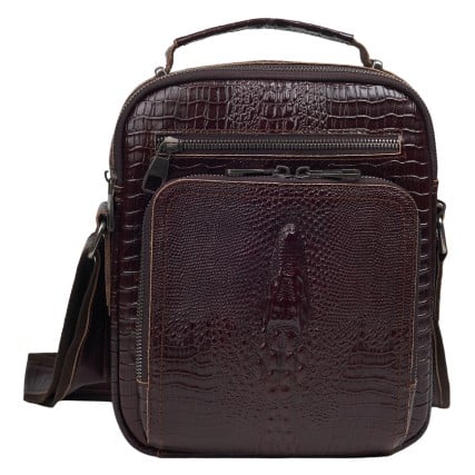Мужская кожаная сумка Buffalo Bags коричневая M6014Ccroco – Фото 1