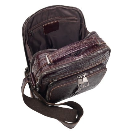 Мужская кожаная сумка Buffalo Bags коричневая M6014Ccroco – Фото 7