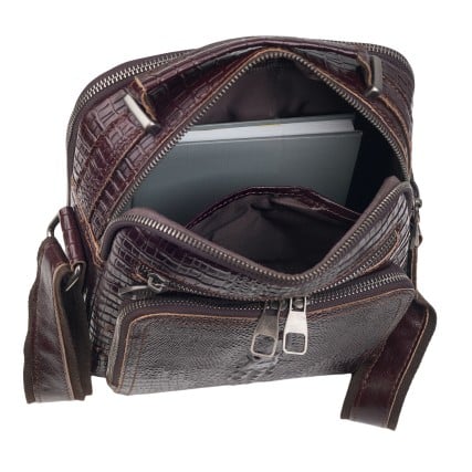 Мужская кожаная сумка Buffalo Bags коричневая M6014Ccroco – Фото 8