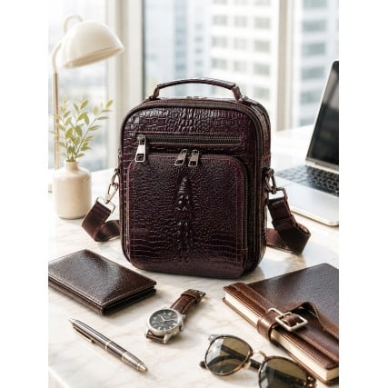 Мужская кожаная сумка Buffalo Bags коричневая M6014Ccroco