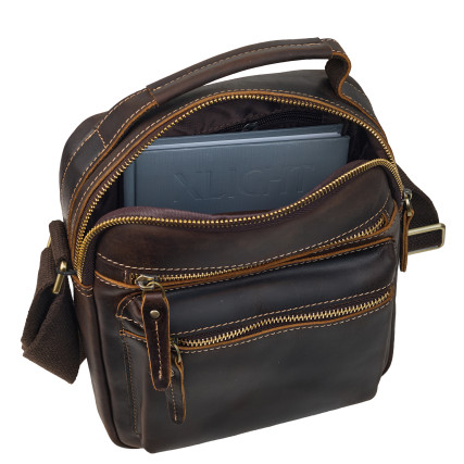 Мужская кожаная сумка Buffalo Bags коричневая M6209R – Фото 7