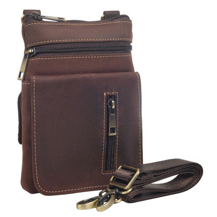 Мужская кожаная сумка Buffalo Bags коричневая M6262C – Фото 6