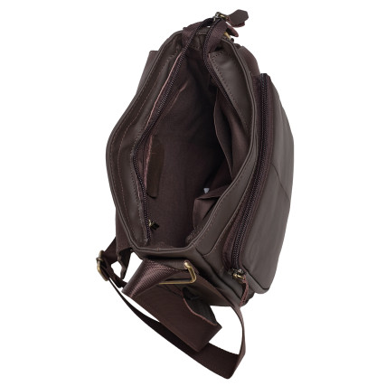 Мужская кожаная сумка Buffalo Bags коричневая M819C – Фото 6