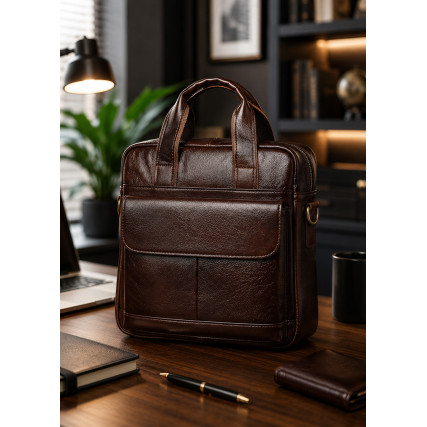 Мужская кожаная сумка Buffalo Bags коричневая M8579C – Фото 8
