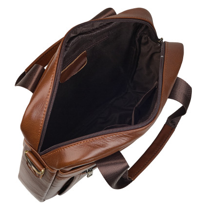 Мужская кожаная сумка Buffalo Bags светло-коричневая M8577C – Фото 6