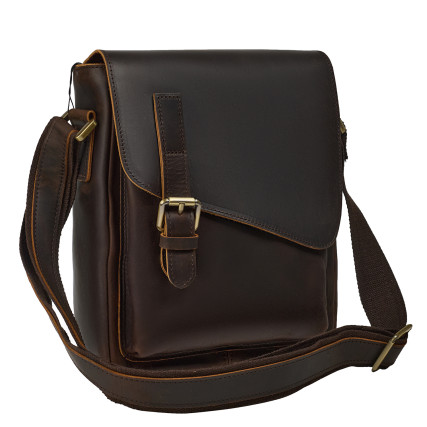 Мужская кожаная сумка Buffalo Bags темно-коричневая M6228R – Фото 2