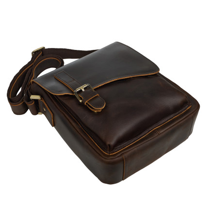 Мужская кожаная сумка Buffalo Bags темно-коричневая M6228R – Фото 5
