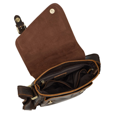 Мужская кожаная сумка Buffalo Bags темно-коричневая M6228R – Фото 6