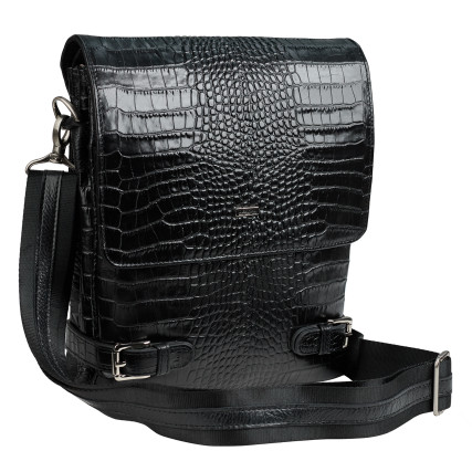 Мужская кожаная сумка DESISAN черная 1327-11 кроко – Фото 2