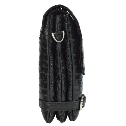 Мужская кожаная сумка DESISAN черная 1327-11 кроко – Фото 3
