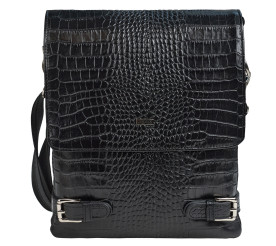 Мужская кожаная сумка DESISAN черная 1327-11 кроко