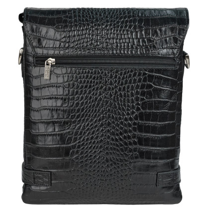 Мужская кожаная сумка DESISAN черная 1327-11 кроко – Фото 4