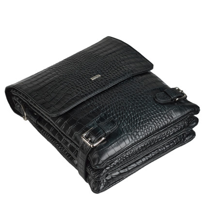 Мужская кожаная сумка DESISAN черная 1327-11 кроко – Фото 5