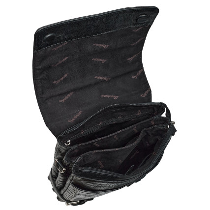 Мужская кожаная сумка DESISAN черная 1327-11 кроко – Фото 6