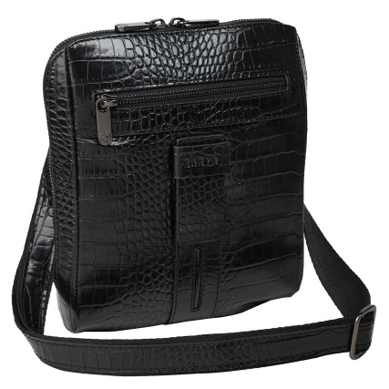 Мужская кожаная сумка Karya черная 0678-53 кроко – Фото 2