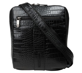 Мужская кожаная сумка Karya черная 0678-53 кроко
