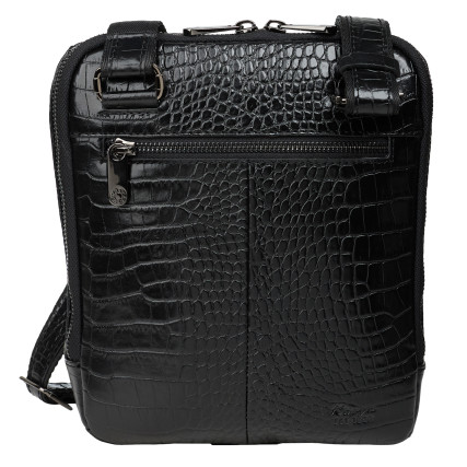 Мужская кожаная сумка Karya черная 0678-53 кроко – Фото 4
