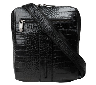 Мужская кожаная сумка Karya черная 0678-53 кроко