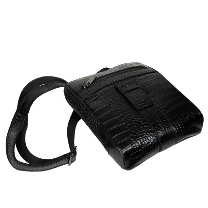 Мужская кожаная сумка Karya черная 0678-53 кроко – Фото 5