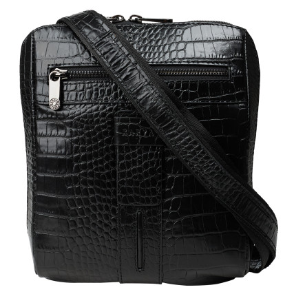 Мужская кожаная сумка Karya черная 0678-53 кроко – Фото 1