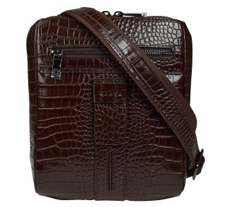 Мужская кожаная сумка Karya коричневая 0678-57 кроко