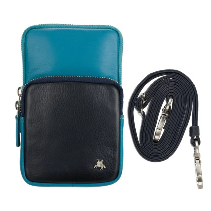 Мужская кожаная сумка Visconti голубая S5 BLUE M – Фото 8
