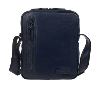 Мужская кожаная сумка через плечо BOND синяя 1151-99
