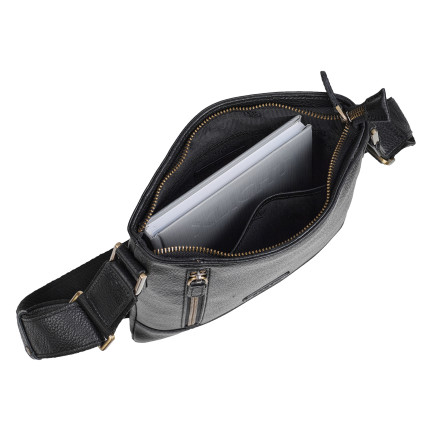 Мужская кожаная сумка через плечо Karya черная 0515-45
