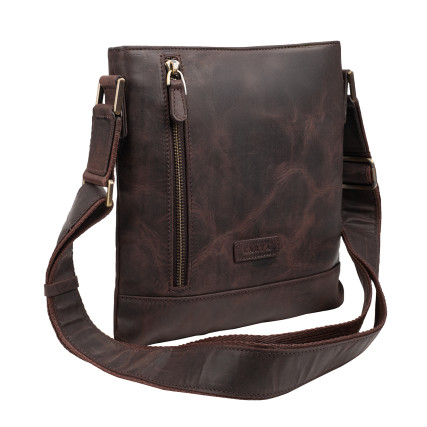 Мужская кожаная сумка через плечо Karya коричневая 0515-31