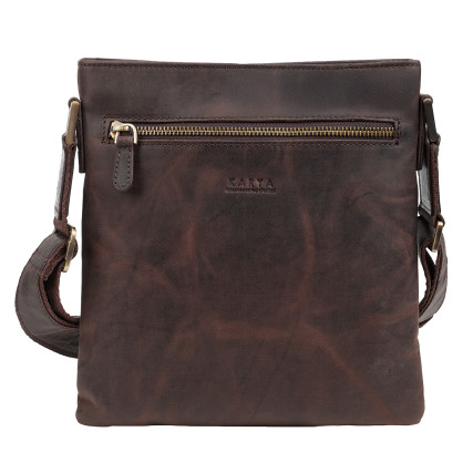 Мужская кожаная сумка через плечо Karya коричневая 0515-31