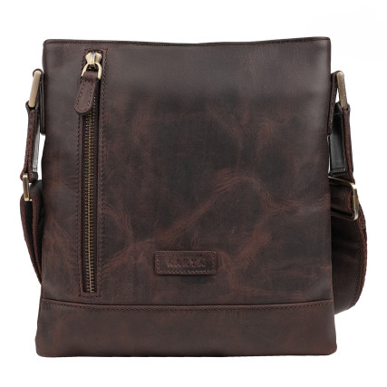 Мужская кожаная сумка через плечо Karya коричневая 0515-31