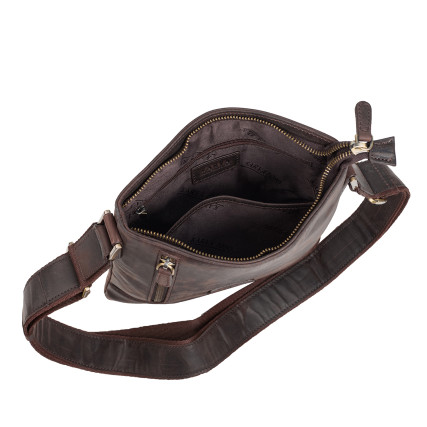 Мужская кожаная сумка через плечо Karya коричневая 0515-31
