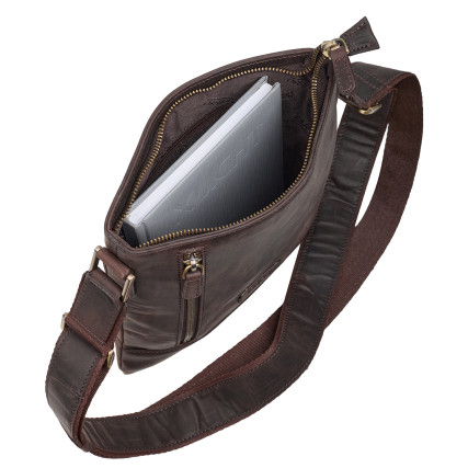 Мужская кожаная сумка через плечо Karya коричневая 0515-31