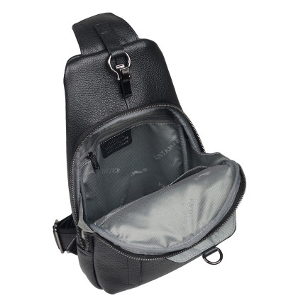 Мужская кожаная сумка-слинг Katana черная k69516-1 – Фото 6