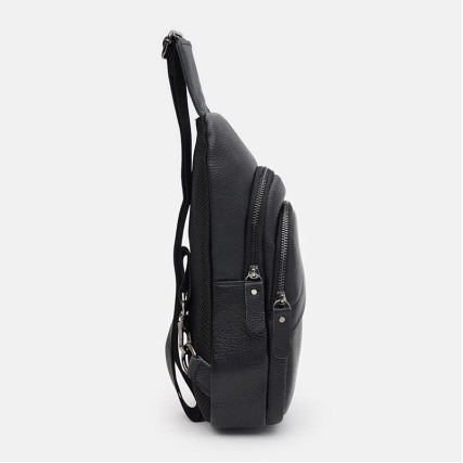 Мужской кожаный рюкзак через плечо Borsa Leather черный K1616D-black