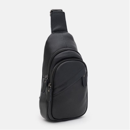 Мужской кожаный рюкзак через плечо Borsa Leather черный K1616D-black