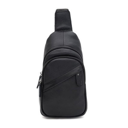 Мужской кожаный рюкзак через плечо Borsa Leather черный K1616D-black