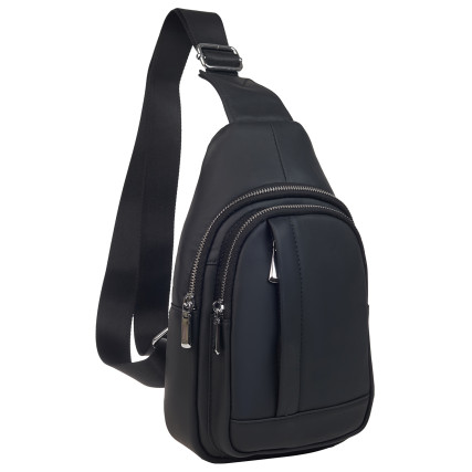 Мужской кожаный рюкзак через плечо Buffalo Bags черный M9007A – Фото 2