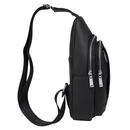 Мужской кожаный рюкзак через плечо Buffalo Bags черный M9007A – Фото 4