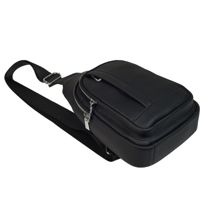 Мужской кожаный рюкзак через плечо Buffalo Bags черный M9007A – Фото 5