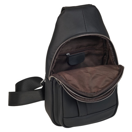 Мужской кожаный рюкзак через плечо Buffalo Bags черный M9007A – Фото 6